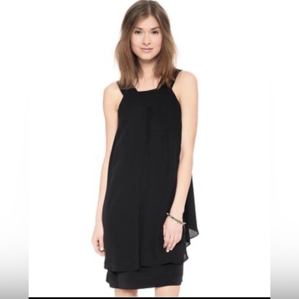 Theory Lylin Double Georgette black Sleeveless Dress Size 6